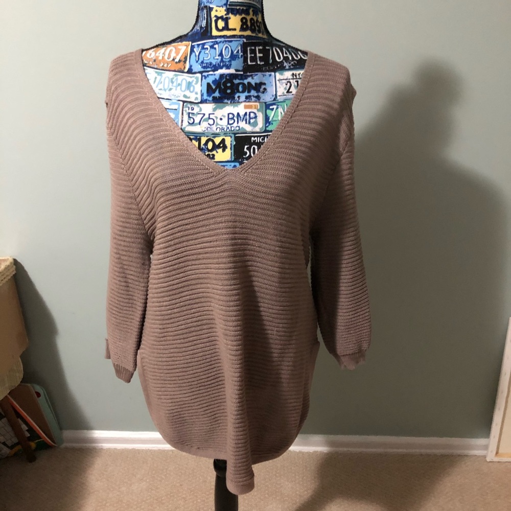 V- Neck Cold Shoulder Sweater